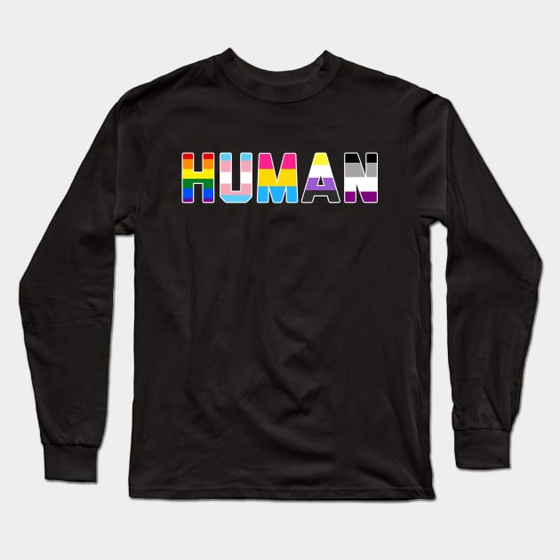 We're Just Human Long Sleeve T-Shirt by AlienClownThings